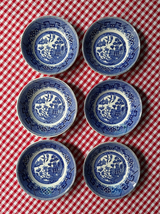 Set of 6 Blue Willow Berry Bowls