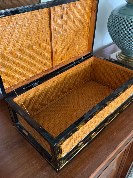 Large Rattan and Lacquer Box