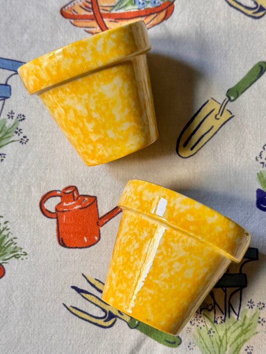 Pair of Spongeware Pots