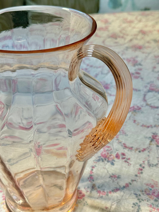Pink Optic Glass Pitcher