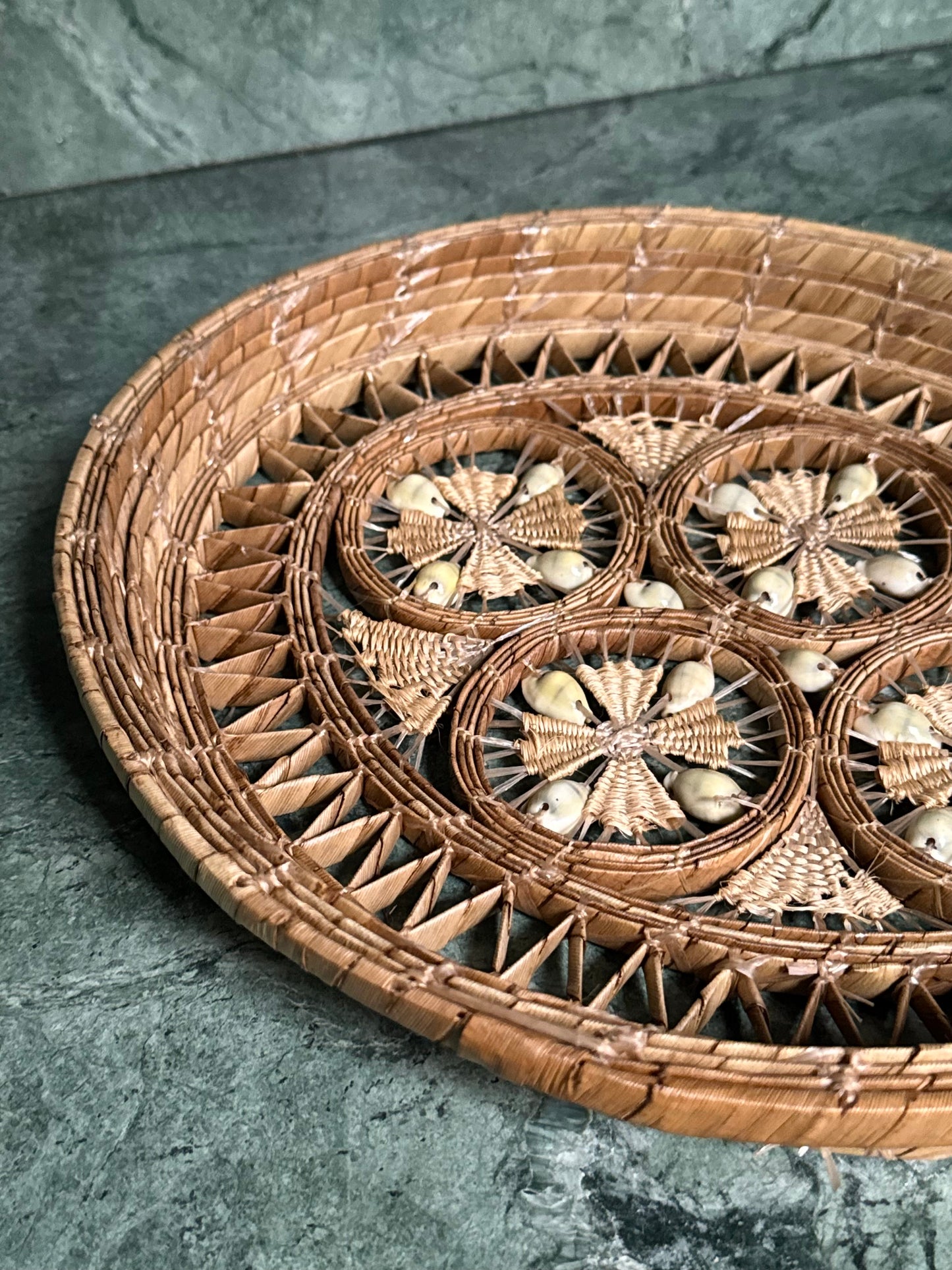 Woven Cowrie Shell Basket