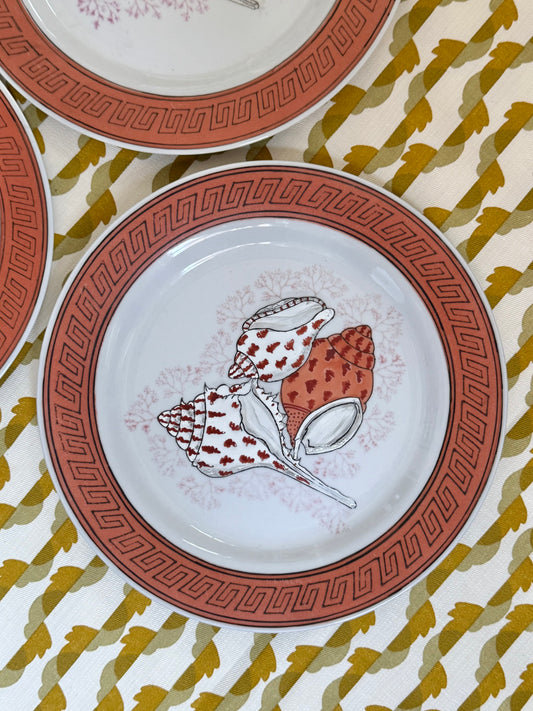 Trio of Handpainted Shell Plates