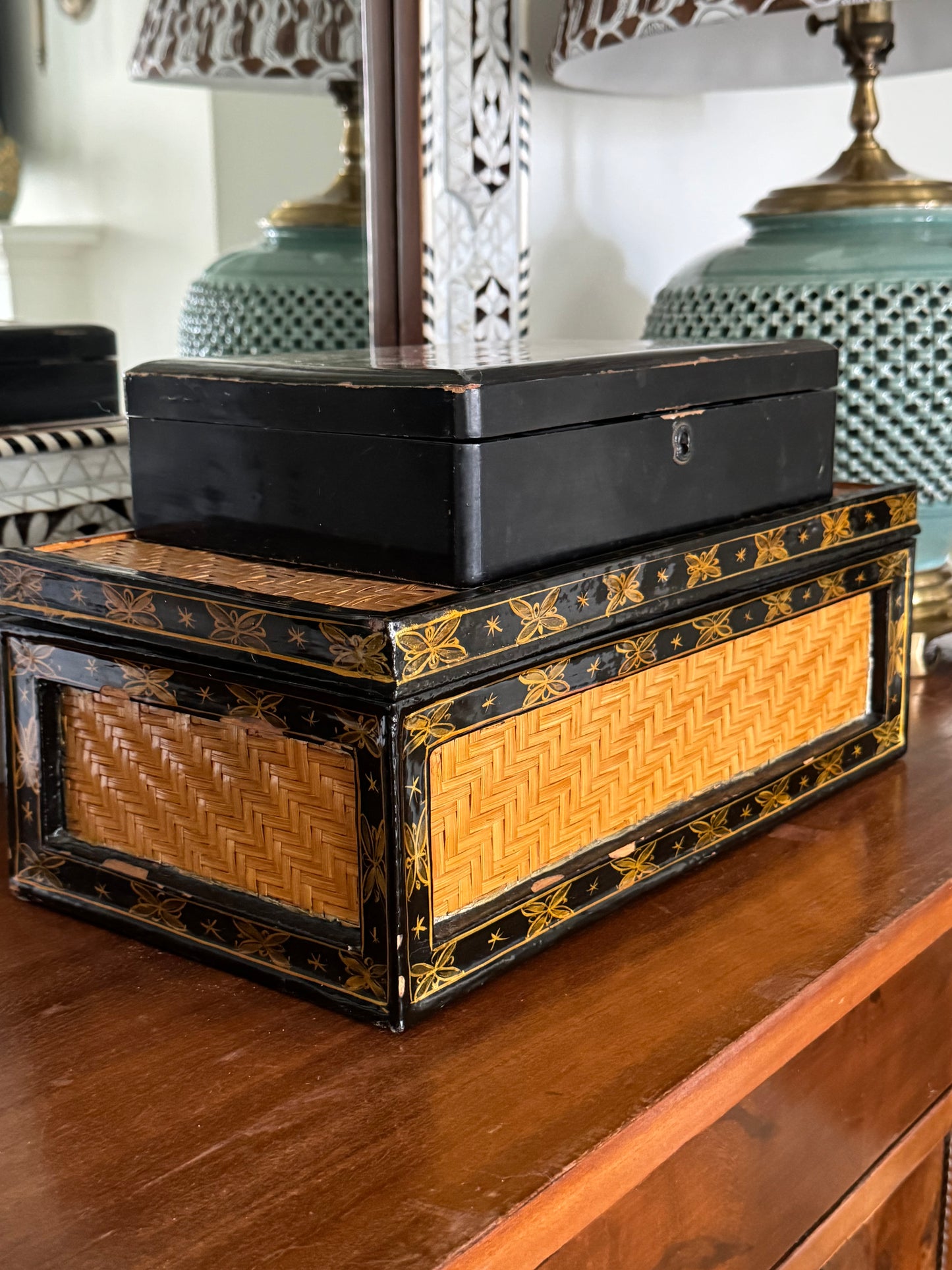 Large Rattan and Lacquer Box