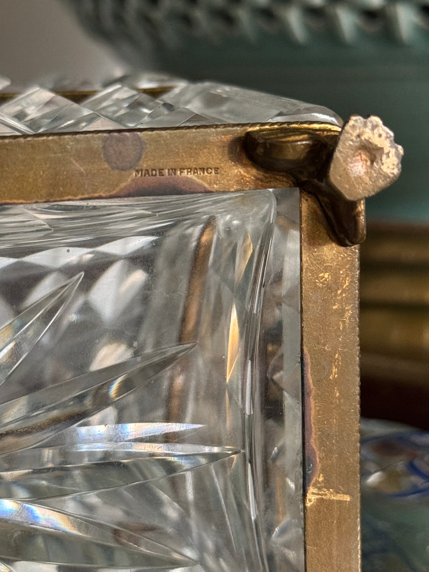 Antique French Crystal Casket Box with Shells