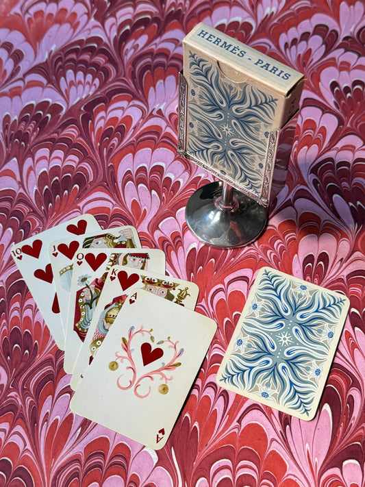 Vintage Playing Cards in Sterling Silver Stand