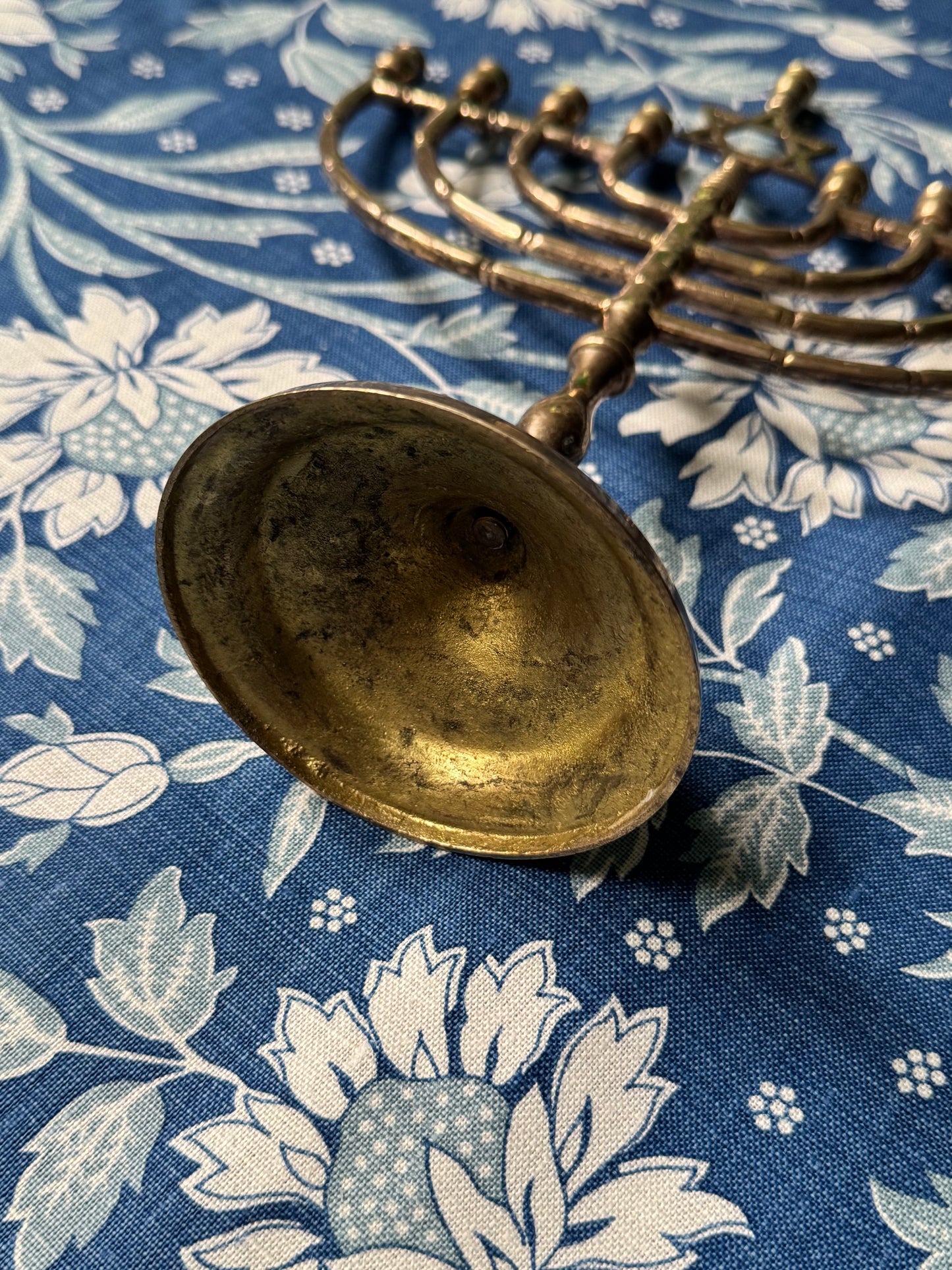 Faux Bamboo Vintage Brass Menorah