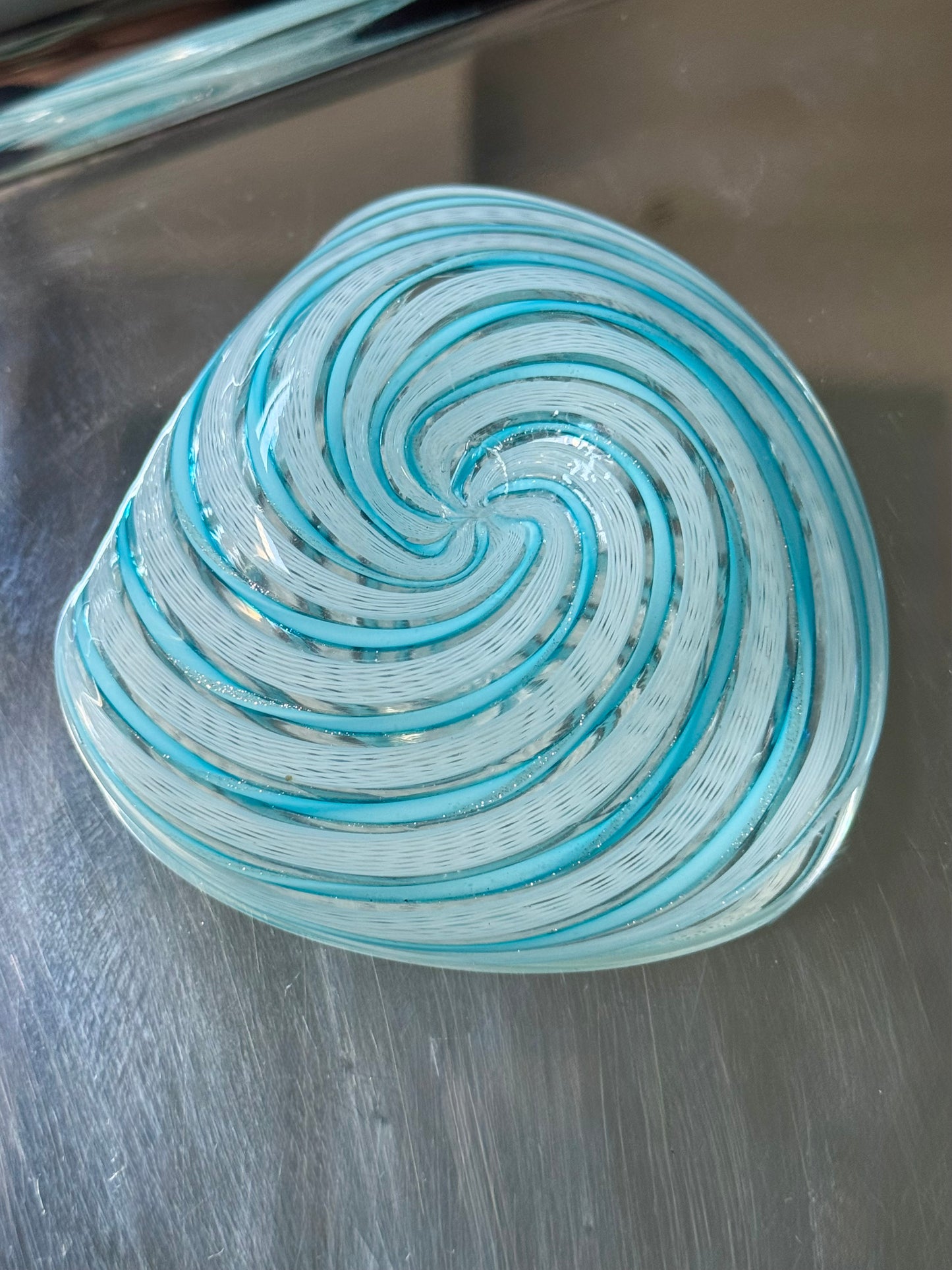 Blue Murano Ribbon Dish