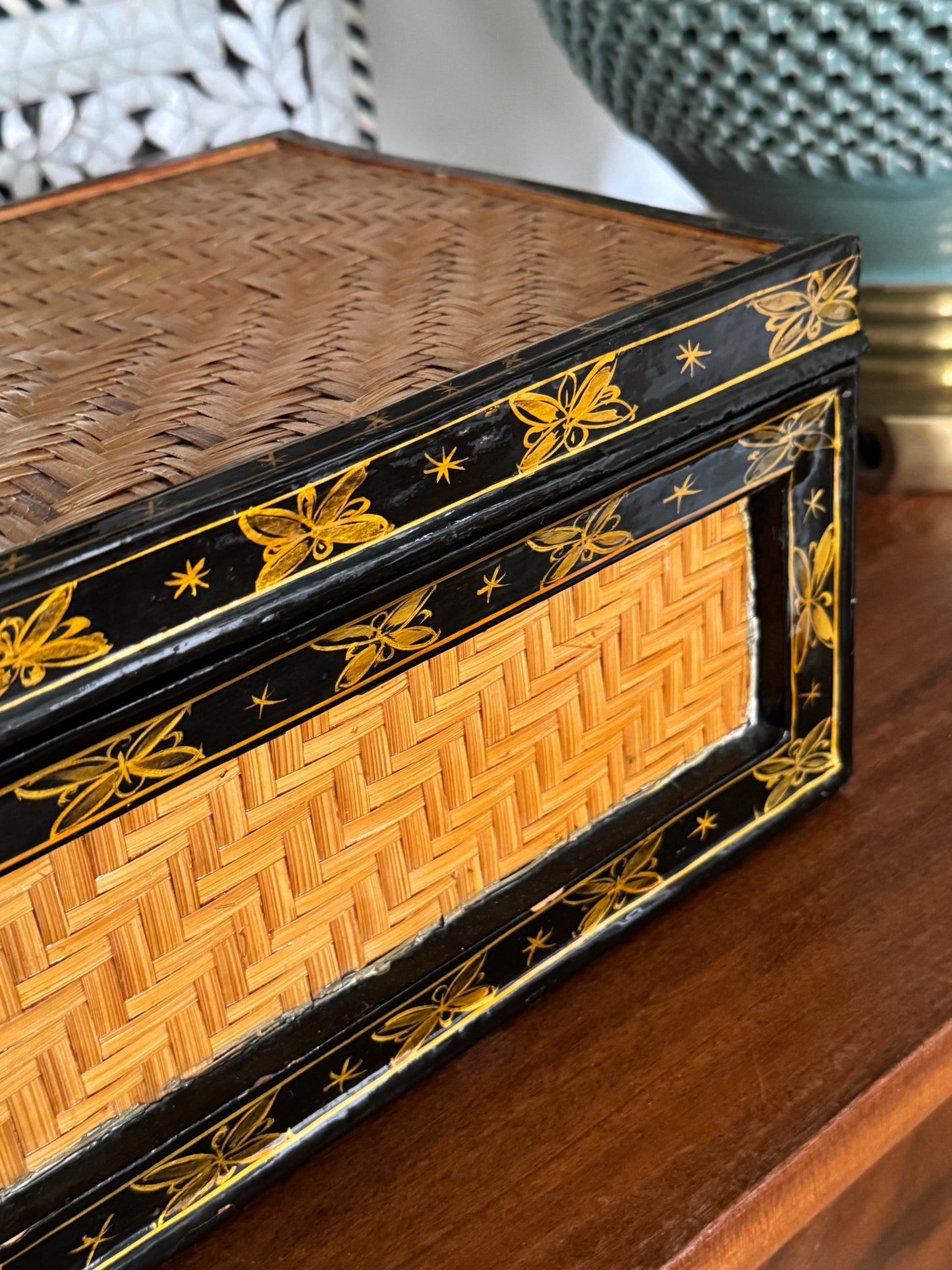 Large Rattan and Lacquer Box