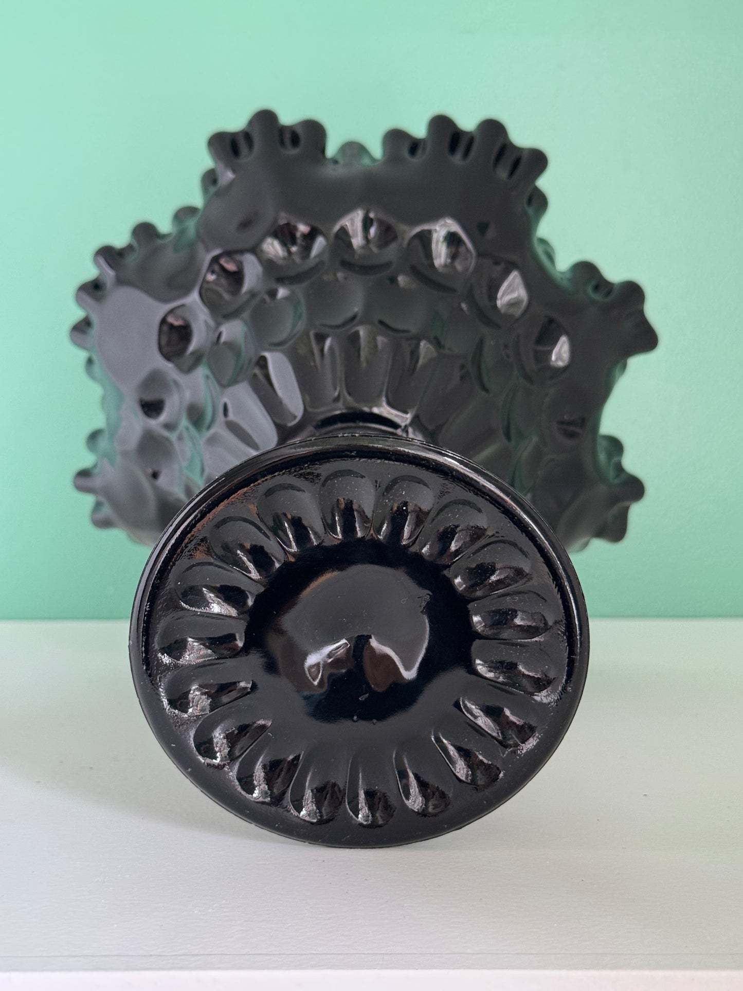 Black Ruffle Glass Candy Dish