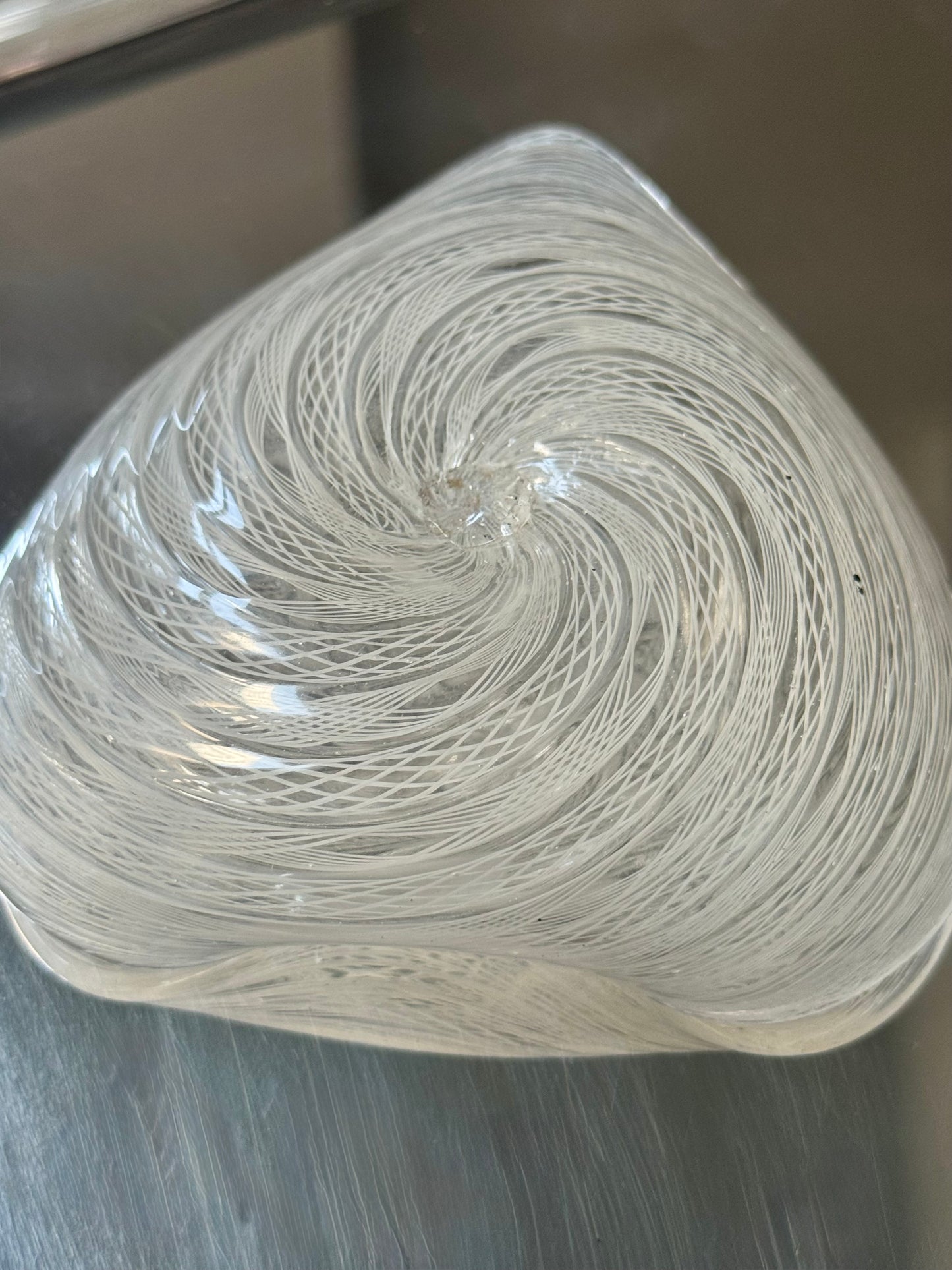 White Murano Ribbon Dish
