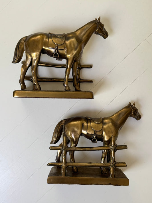 Pair of Brass Horse Bookends