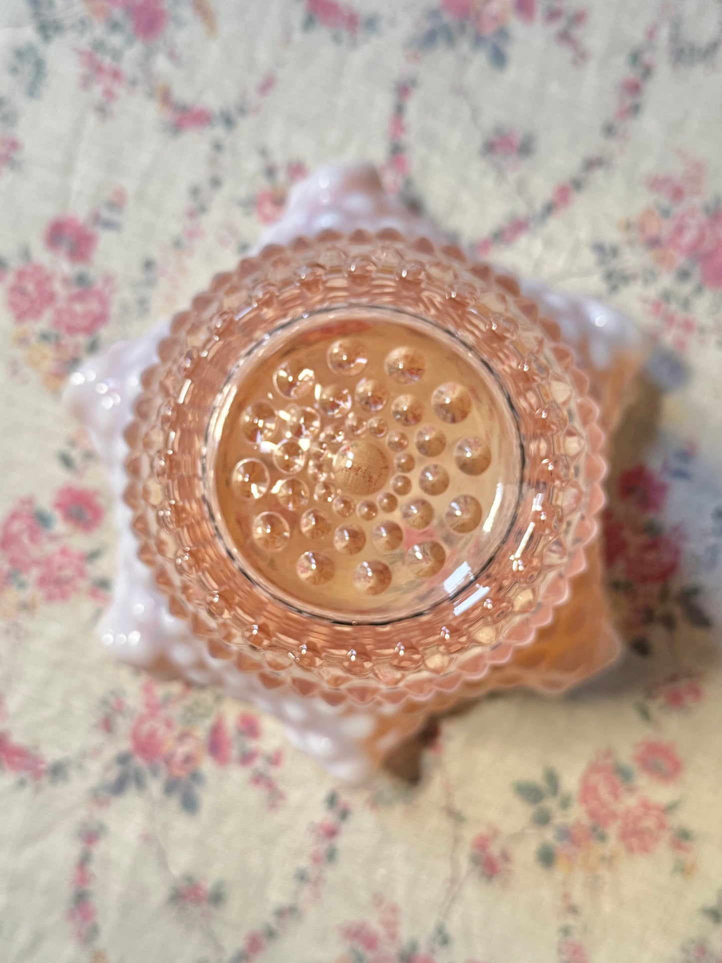 Pink Hobnail Ruffle Glass Vase