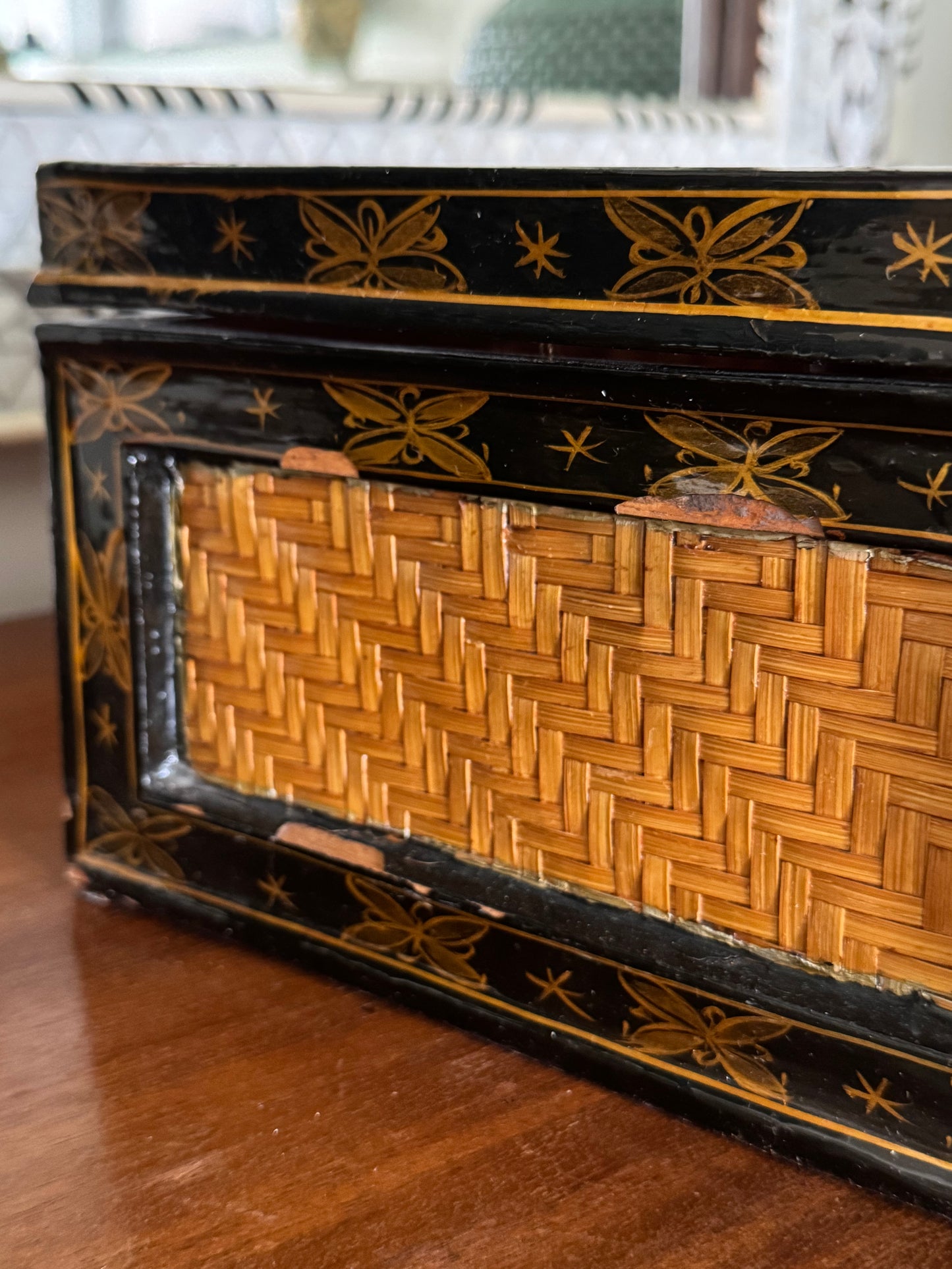 Large Rattan and Lacquer Box