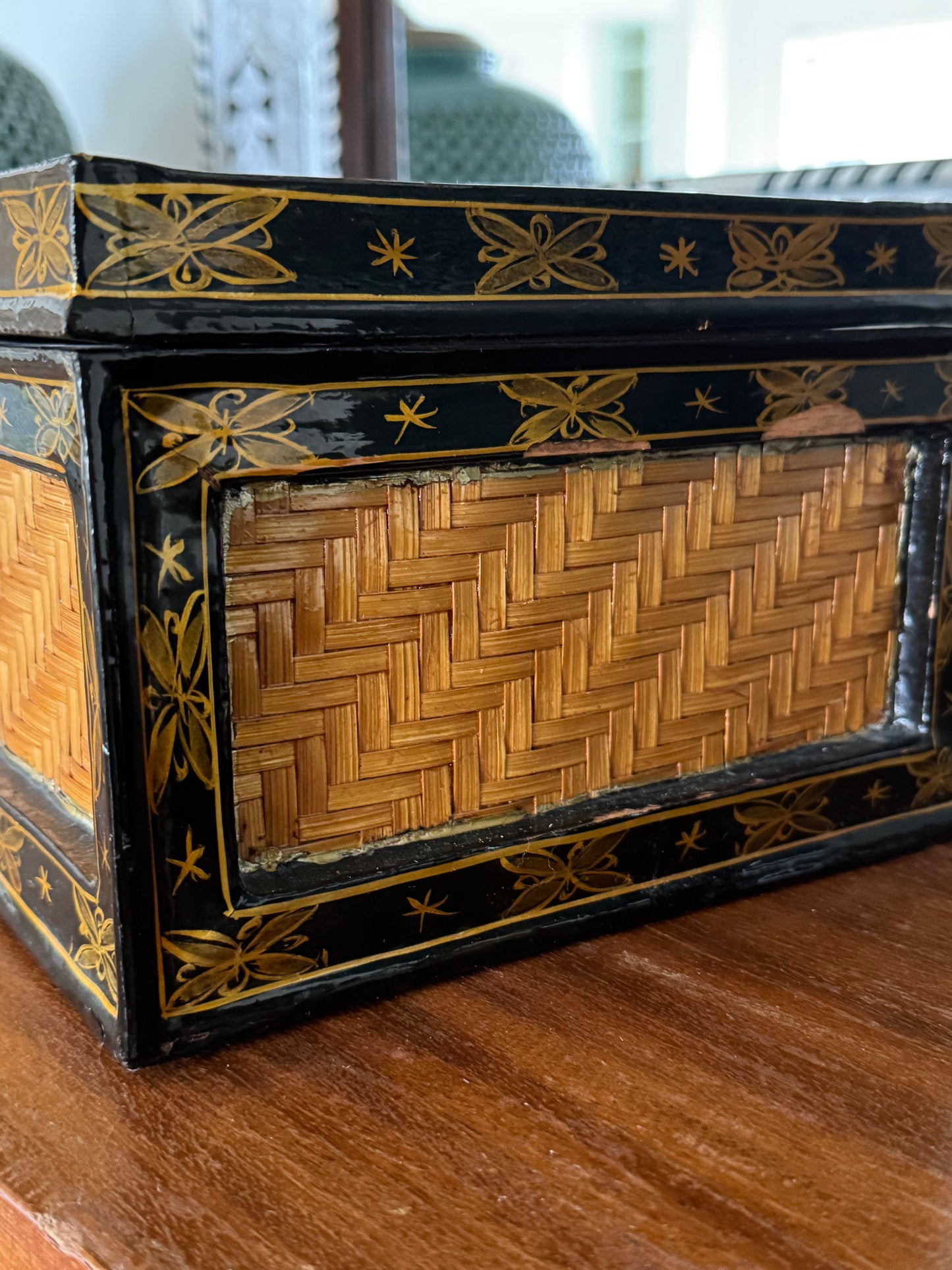 Large Rattan and Lacquer Box
