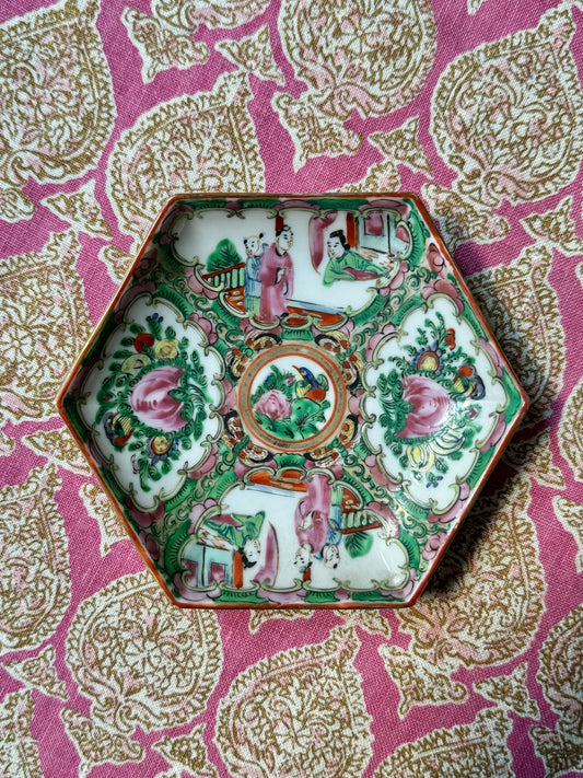 Hexagonal Rose Medallion Dish (5”)