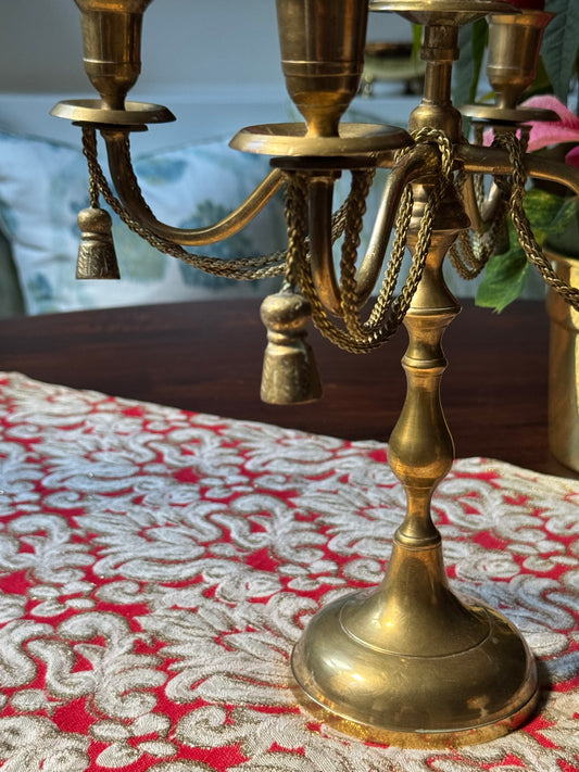 Brass Rope & Tassel Candelabra