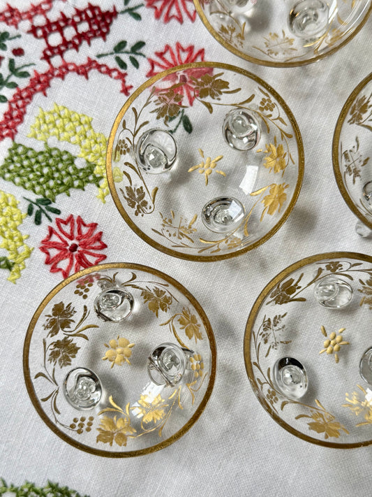 Antique Gilt Glass Salt Cellars