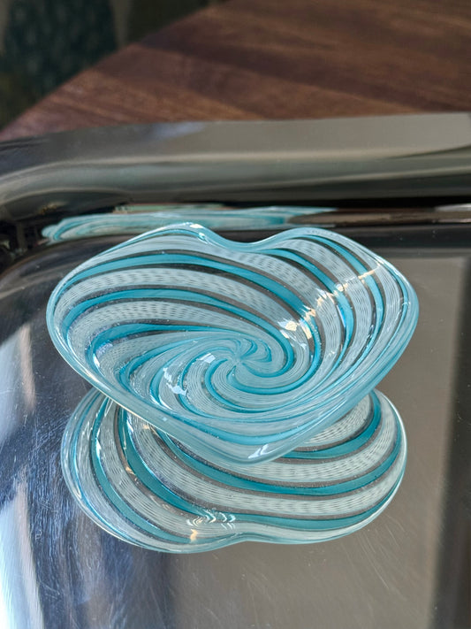 Blue Murano Ribbon Dish