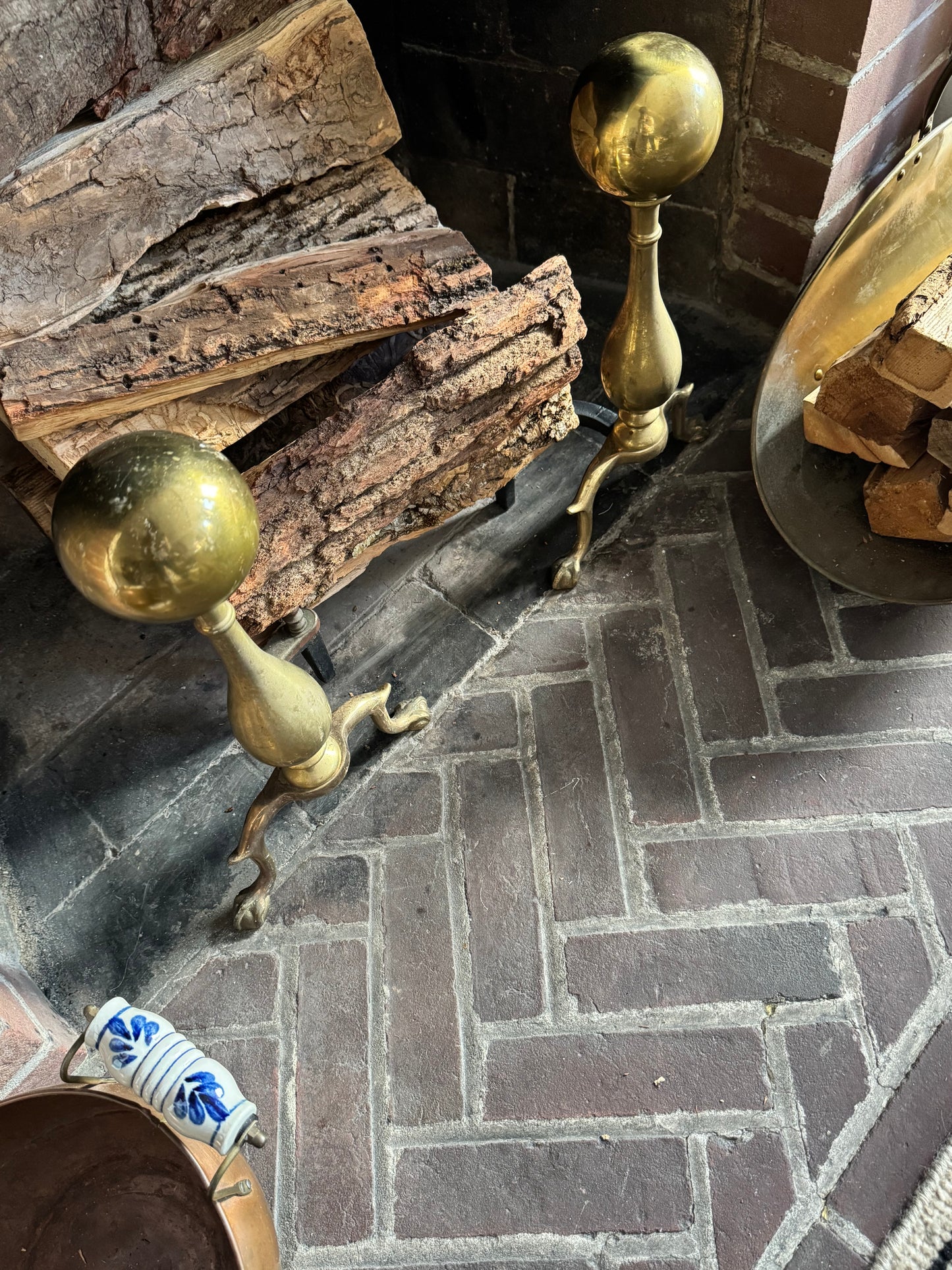 Pair of Vintage Brass Andirons