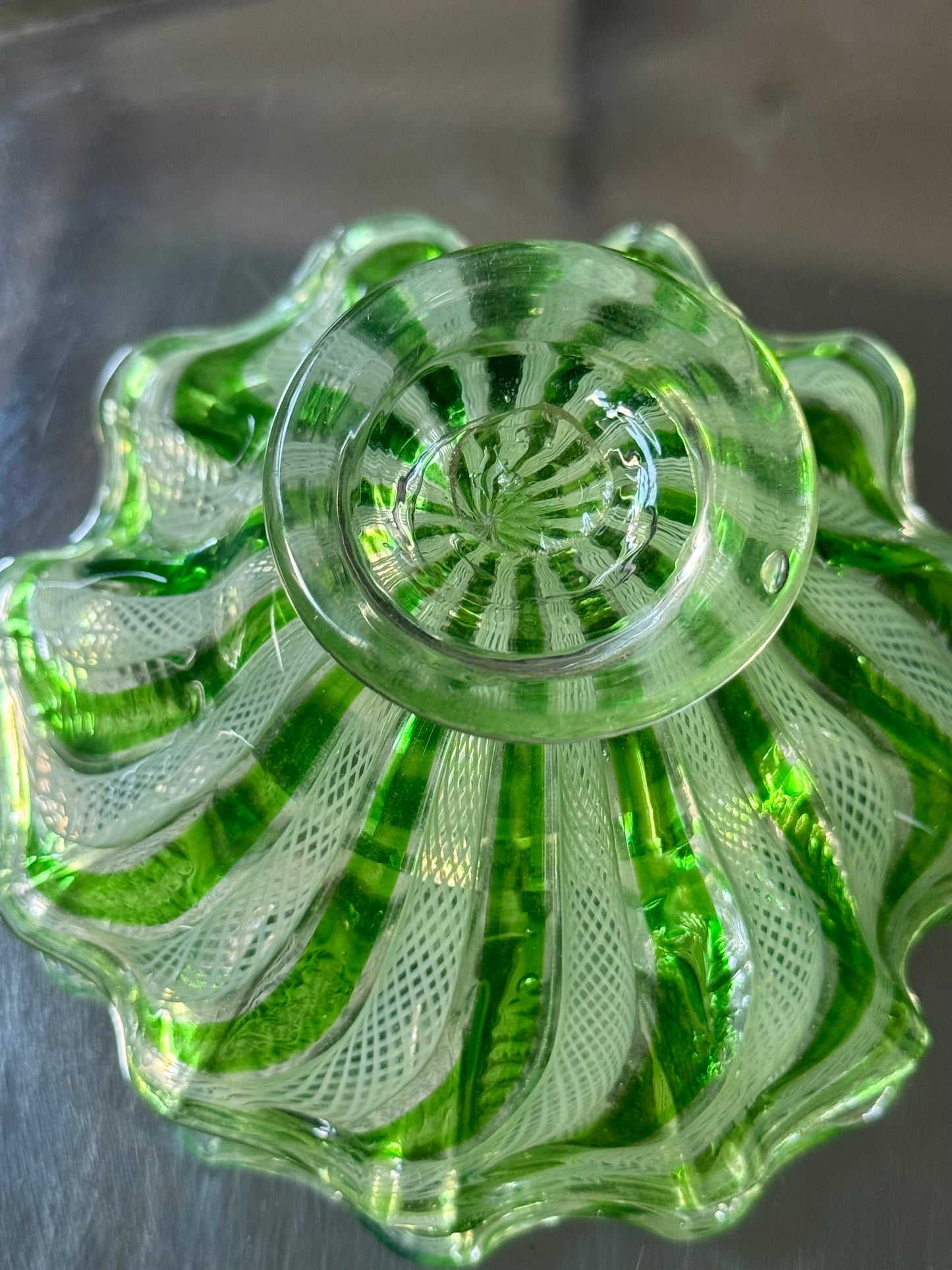 Green Murano Ribbon Bowl