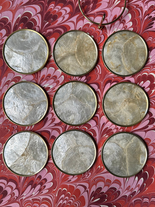 Vintage Capiz Shell Coaster Set