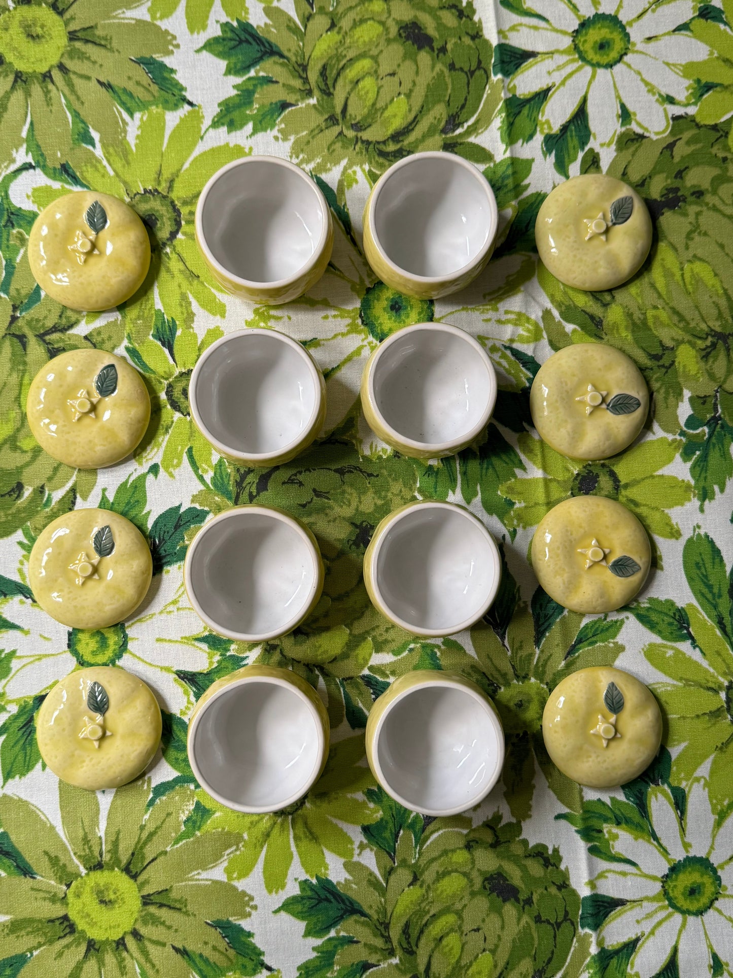 Set of 8 Lidded Porcelain Lemon Jars
