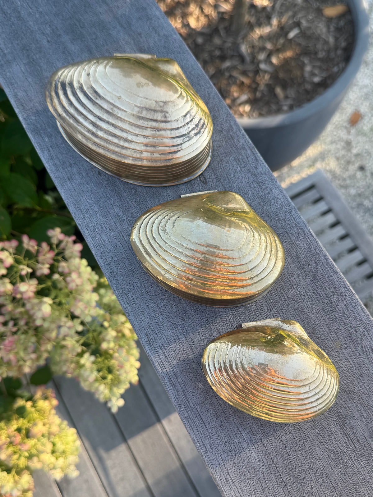 Nesting Brass Clam Boxes