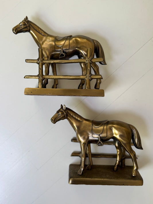 Pair of Brass Horse Bookends