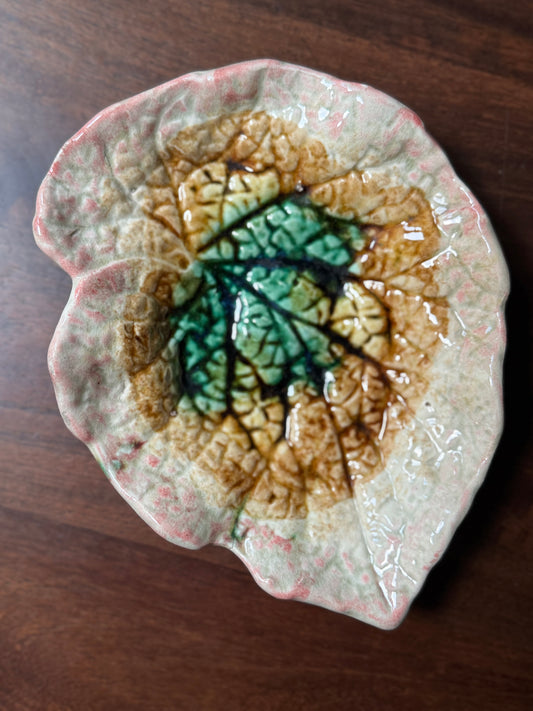 Antique Majolica Begonia Leaf