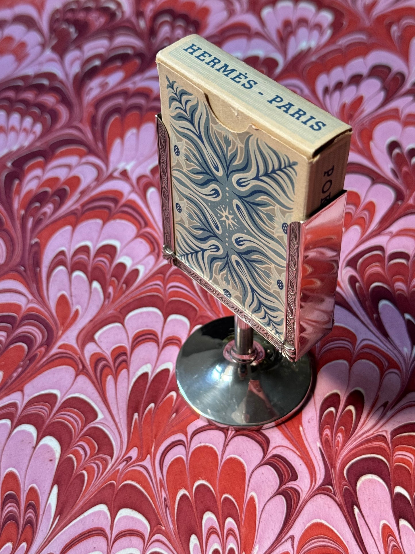 Vintage Playing Cards in Sterling Silver Stand