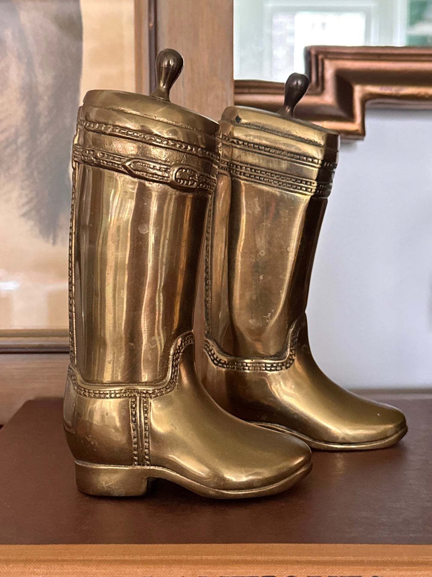 Brass Riding Boot Bookends