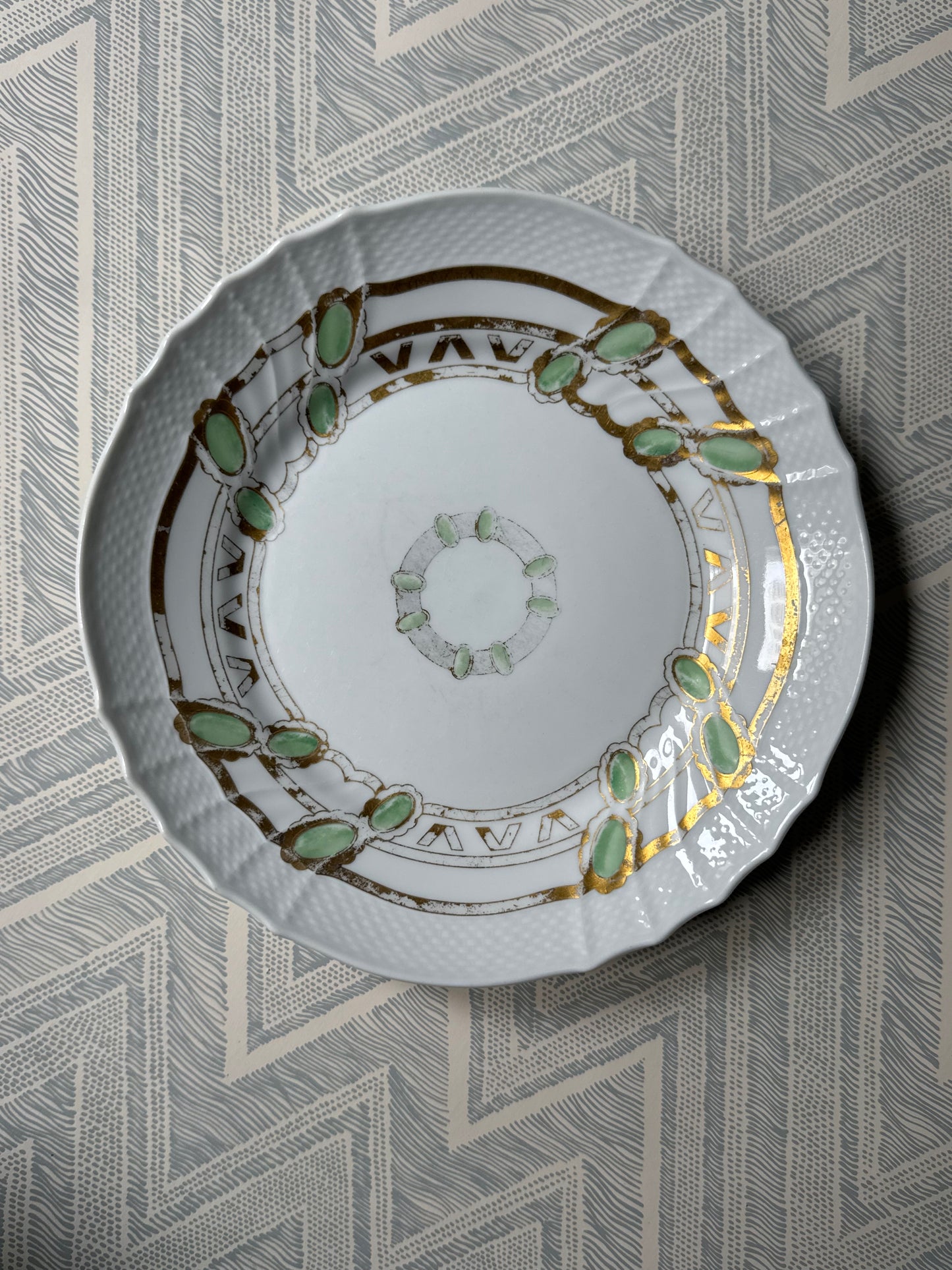 Green Gilt Ginori Plate