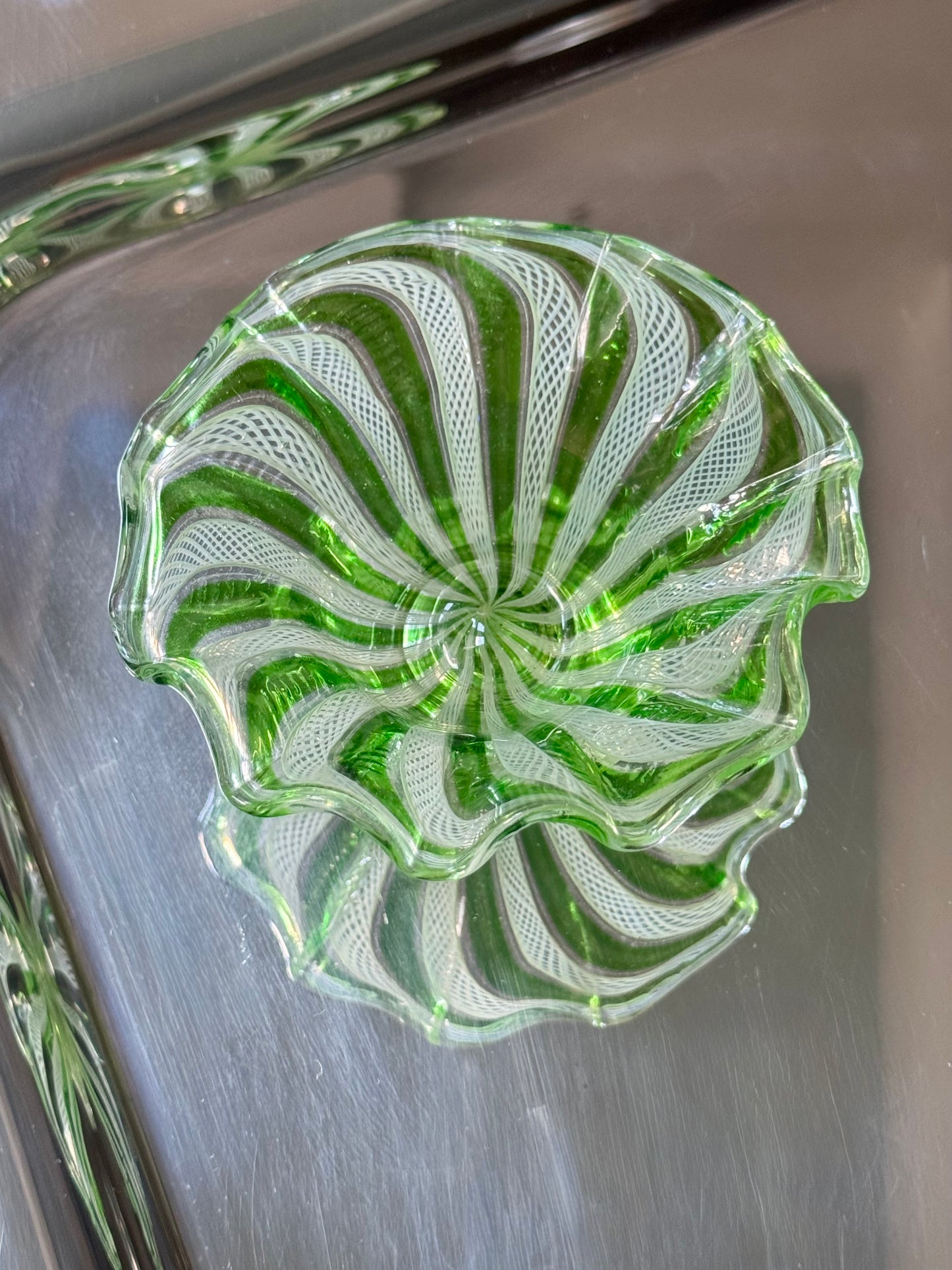 Green Murano Ribbon Bowl