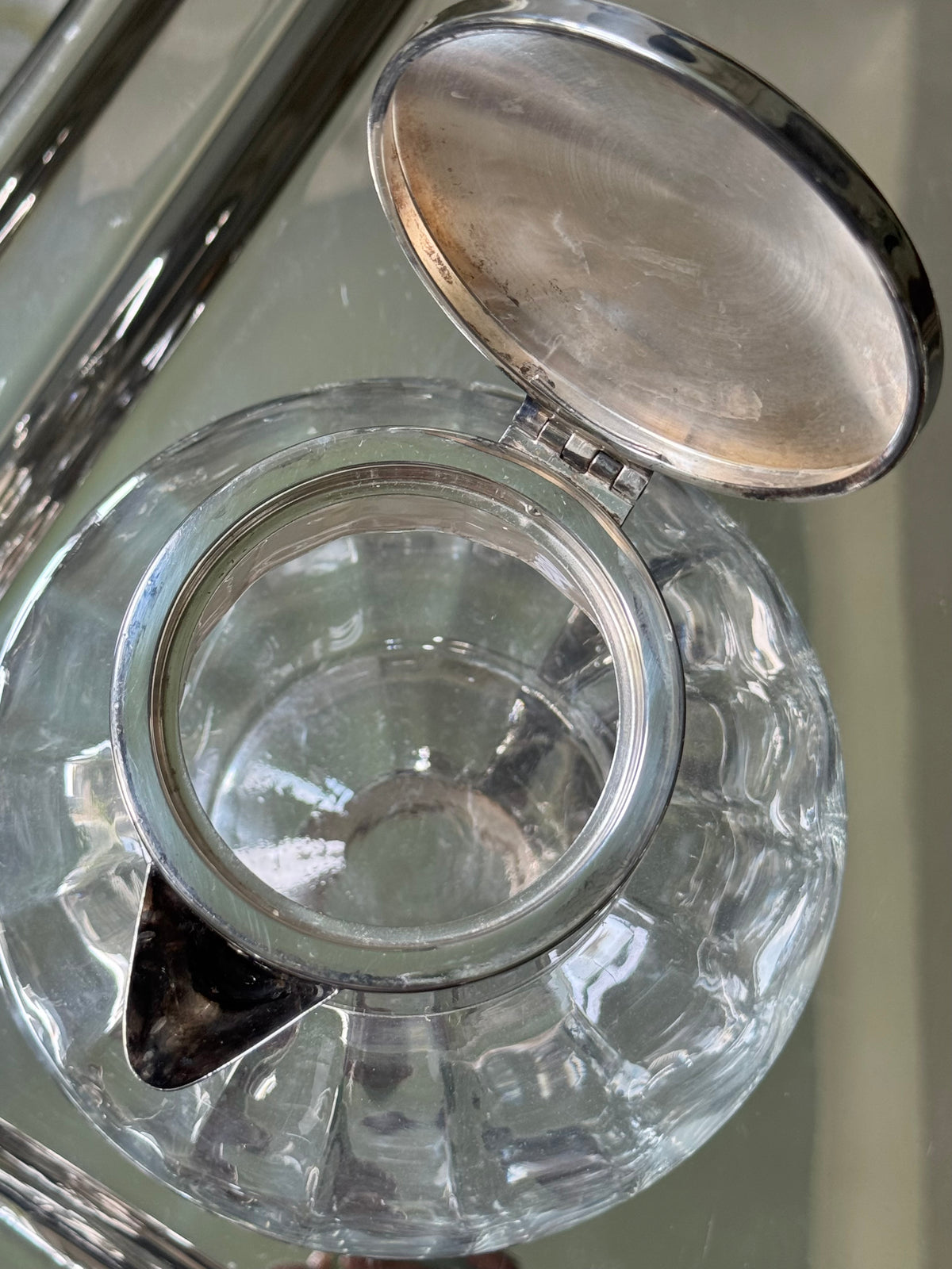 Optic Glass & Silverplate Pitcher (Small)