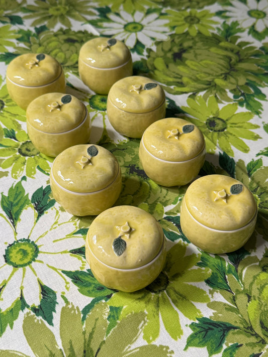 Set of 8 Lidded Porcelain Lemon Jars