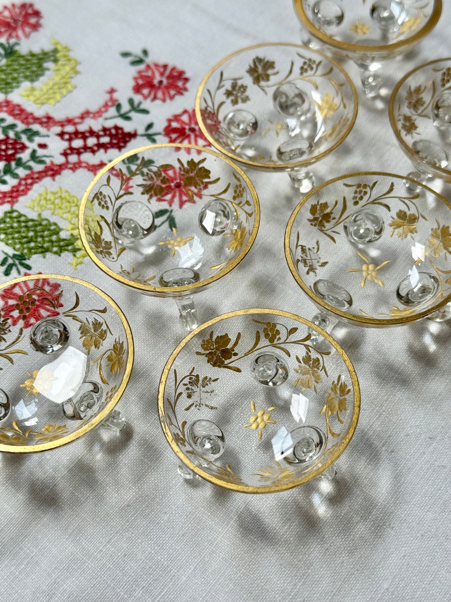 Antique Gilt Glass Salt Cellars