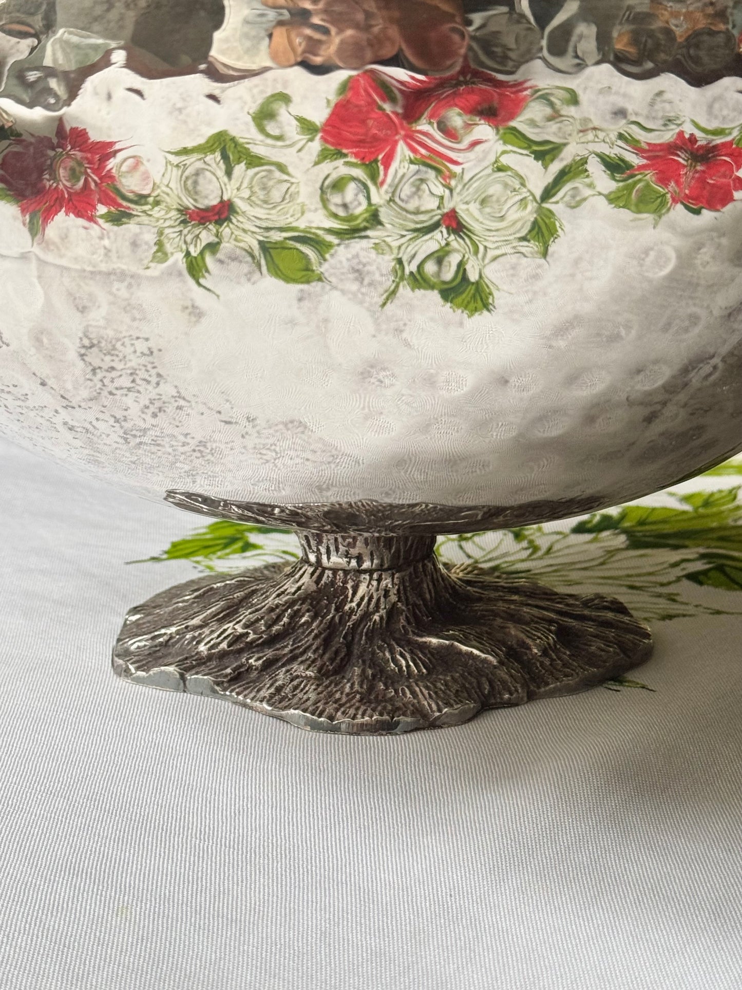 Grand Hammered Silverplate Stag’s Head Bowl