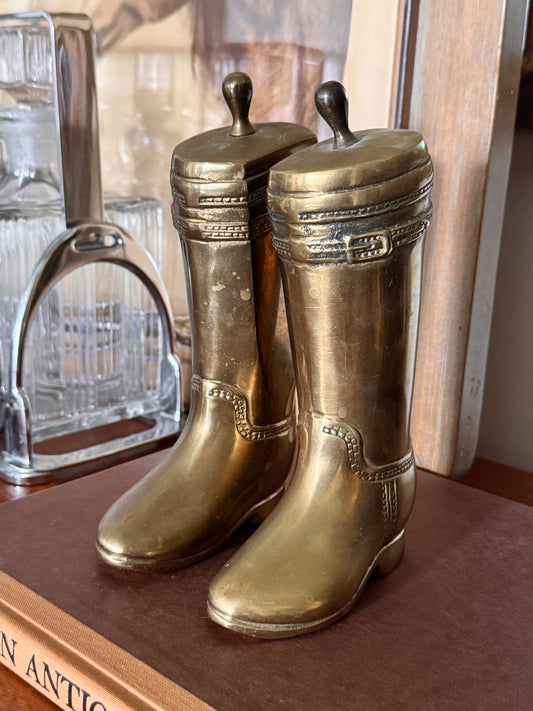 Brass Riding Boot Bookends