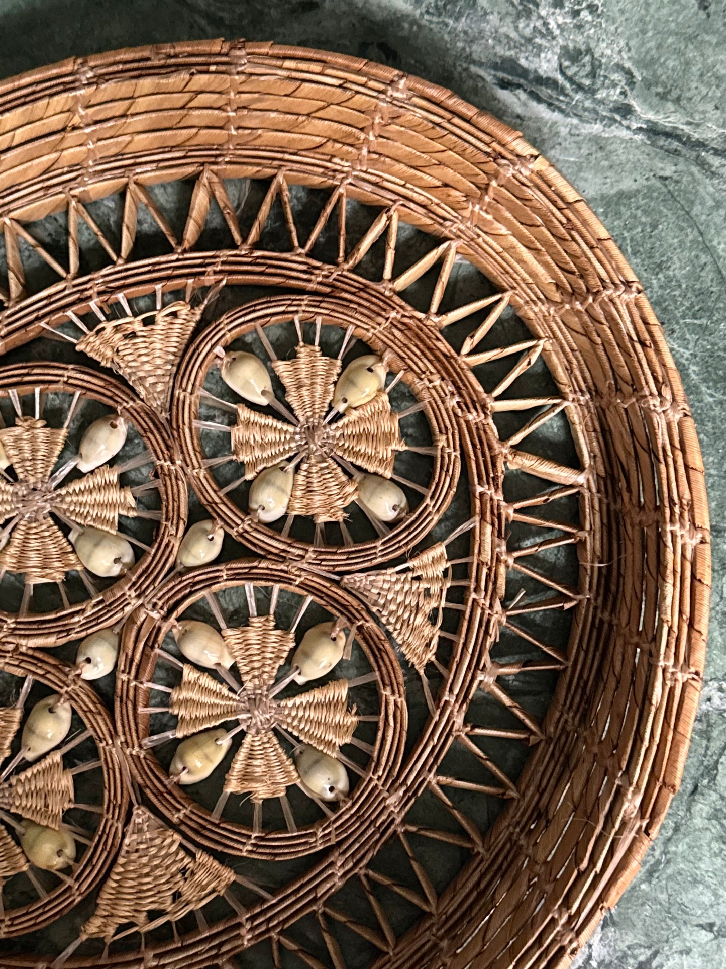 Woven Cowrie Shell Basket