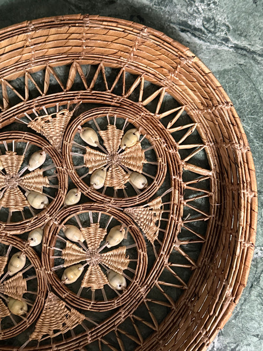 Woven Cowrie Shell Basket