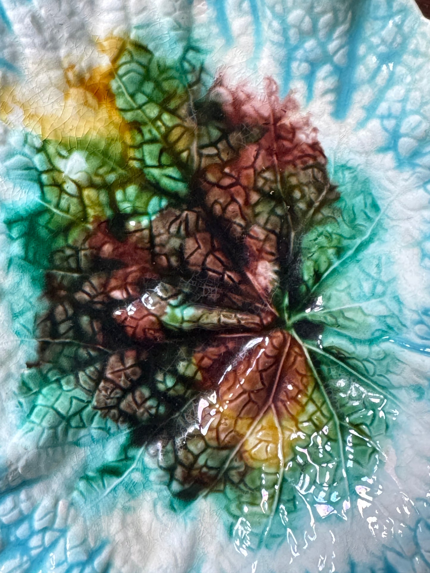 Antique Majolica Begonia Leaf