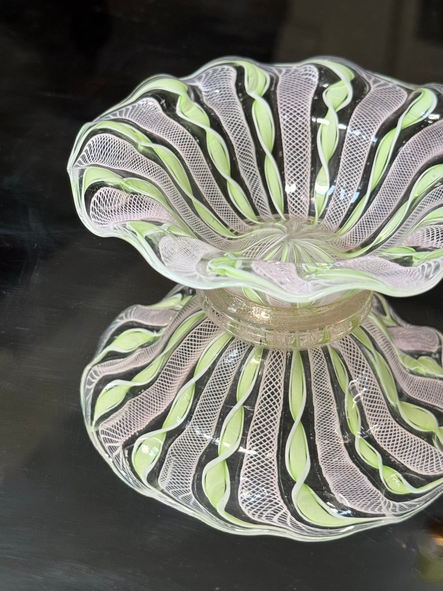 Mint Green Murano Ribbon Bowl