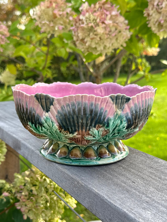 Antique Majolica Shell Bowl
