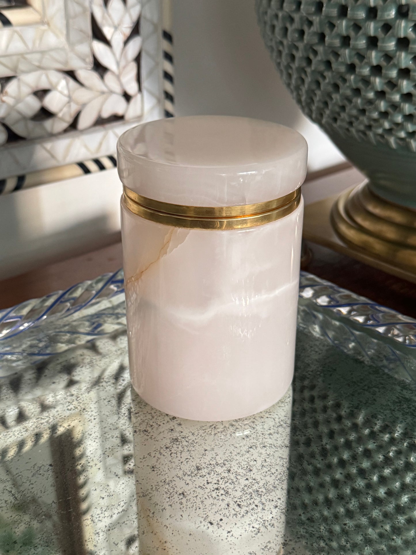 Vintage Italian Alabaster Stone Casket Box