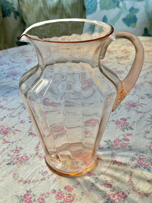 Pink Optic Glass Pitcher