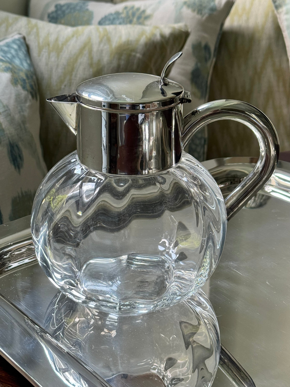 Optic Glass & Silverplate Pitcher (Small)