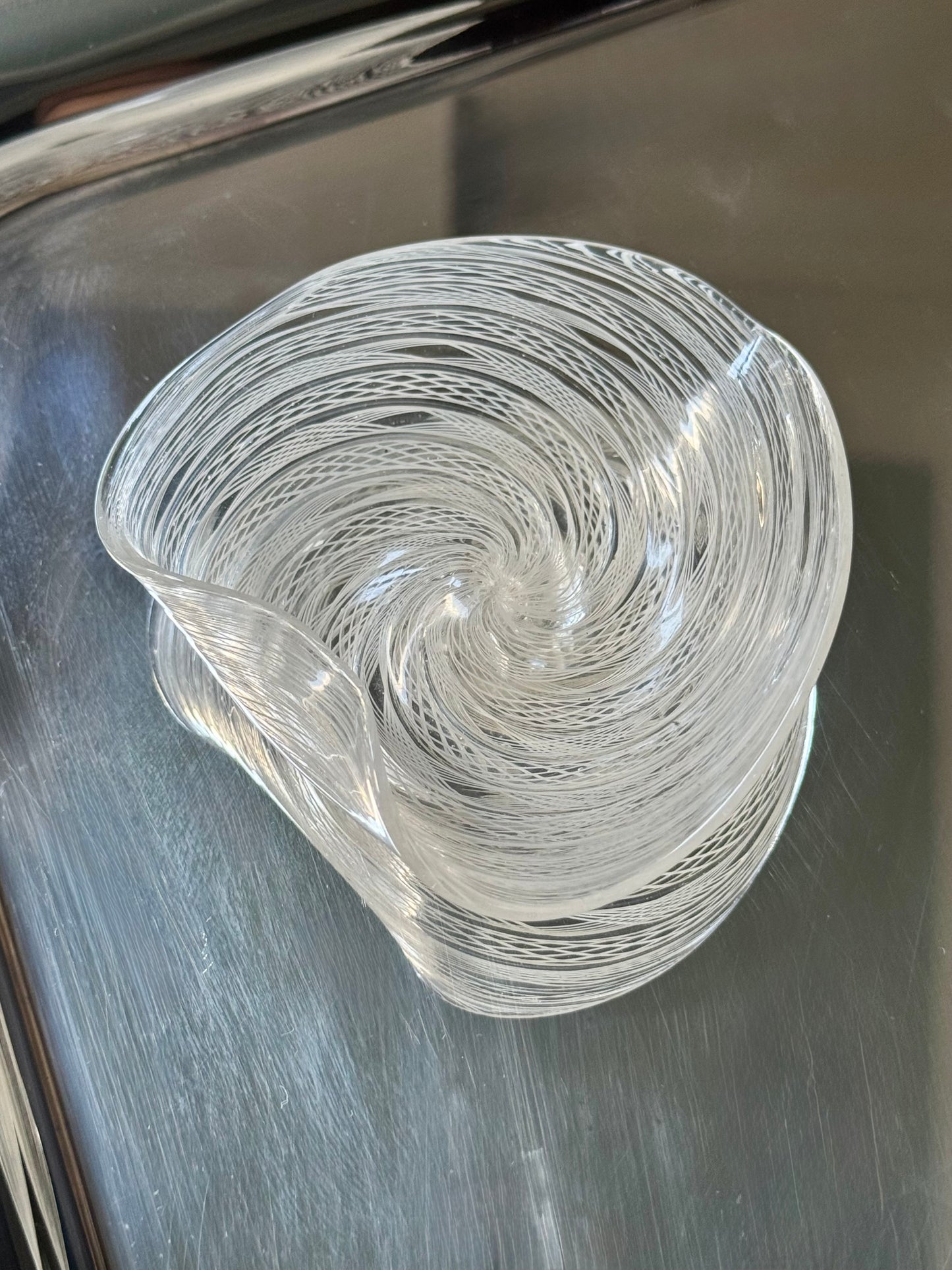 White Murano Ribbon Dish