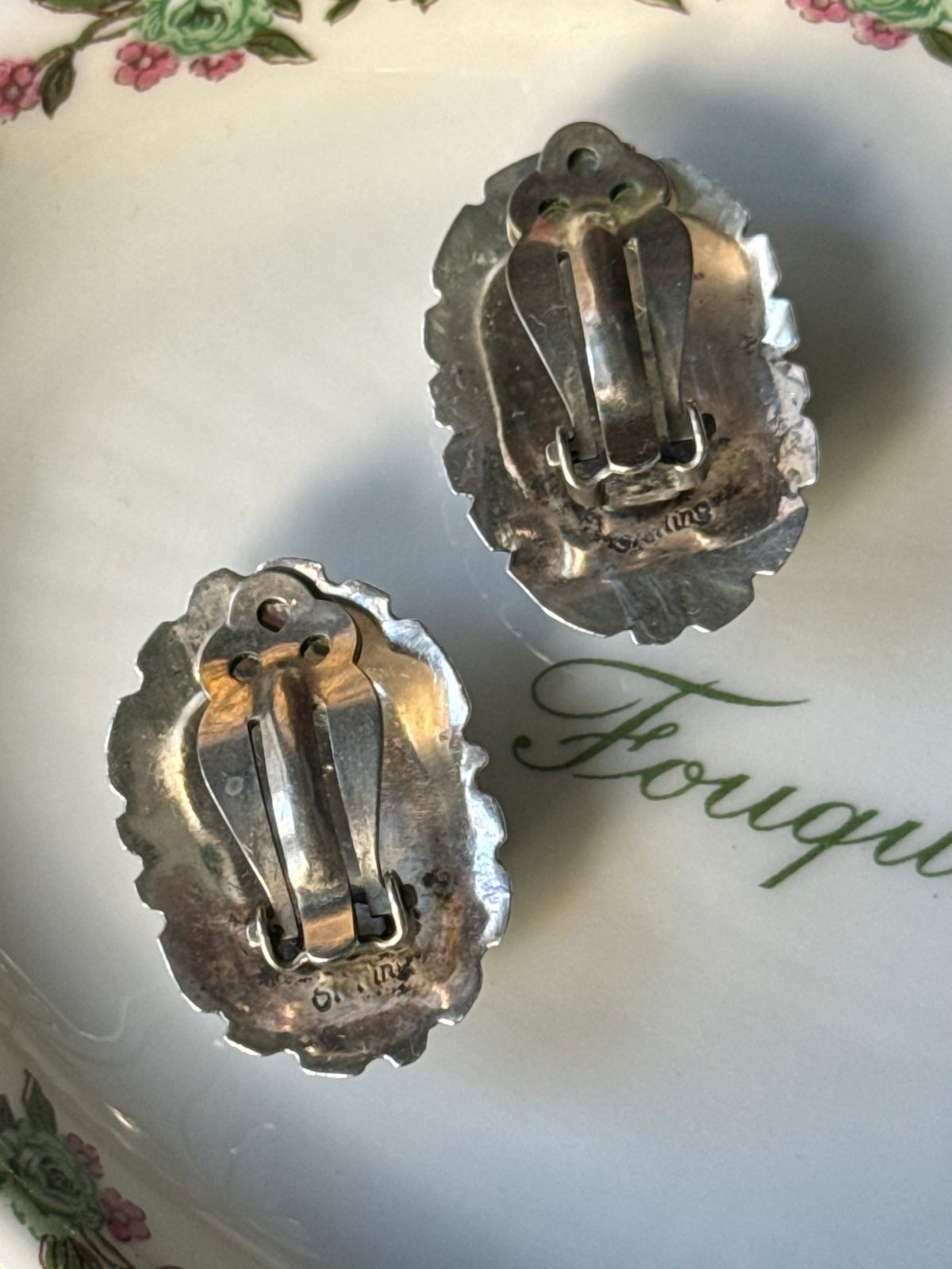 Silver & Onyx Concho Clip Earrings