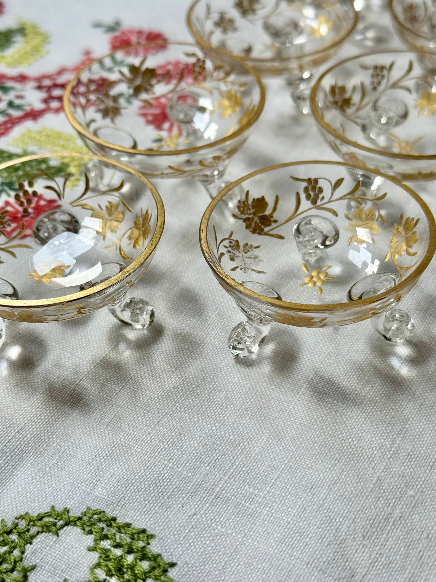 Antique Gilt Glass Salt Cellars