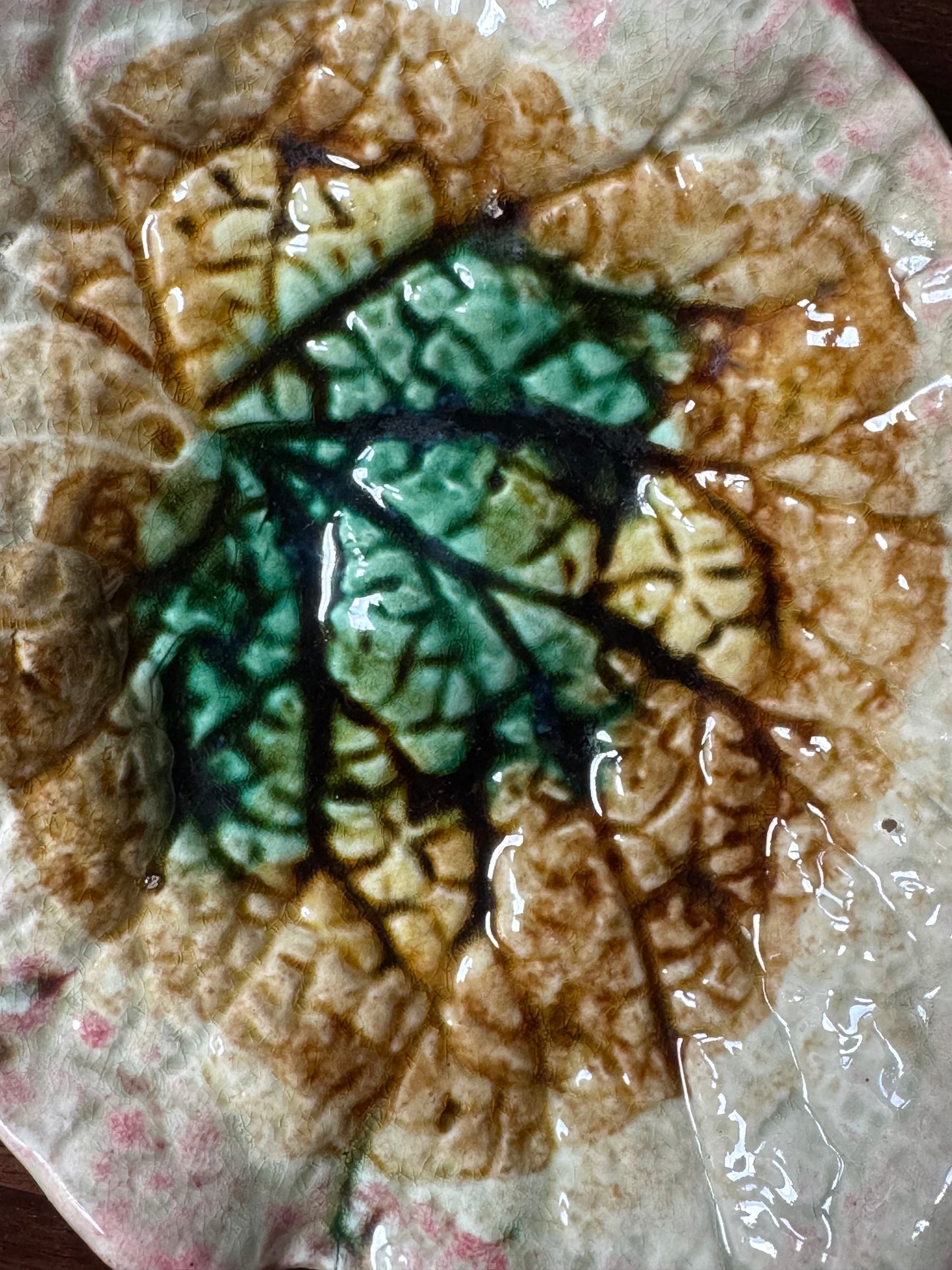 Antique Majolica Begonia Leaf